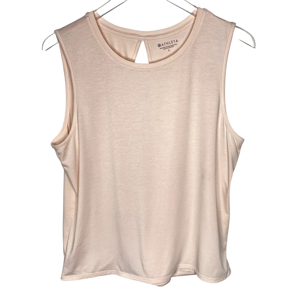 Athleta Powder Pink Sleeveless Back Keyhole Athletic Shirt Size Large